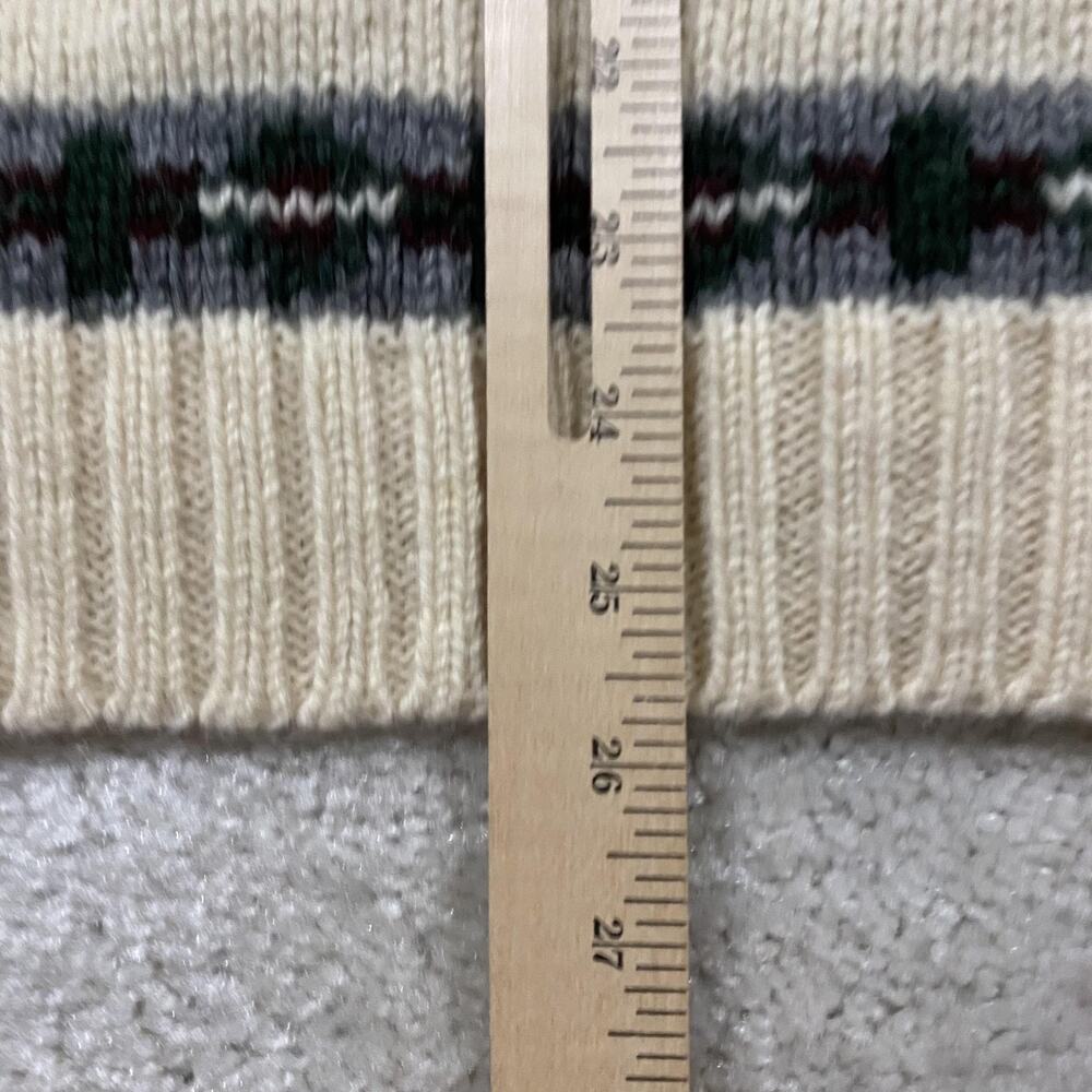 VTG Woolrich Sweater Mens S White Wool Fair Isle Crewneck Knit Pullover Heavy - Picture 6 of 6